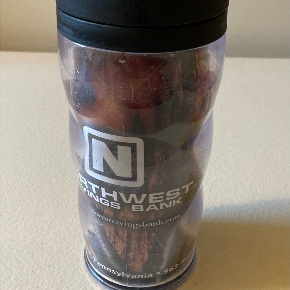 Whirley Drink Works Travel Mug Fall Theme Northwest Savings Bank Logo 7” Tall